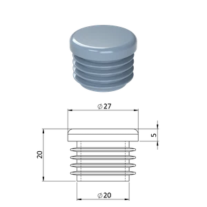 Vnútorná krytka guľatá ø 27 mm, plastová, sivá - slide 0