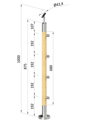 Drevený stĺp, vrchné kotvenie, 4-radový, priechodný - slide 0