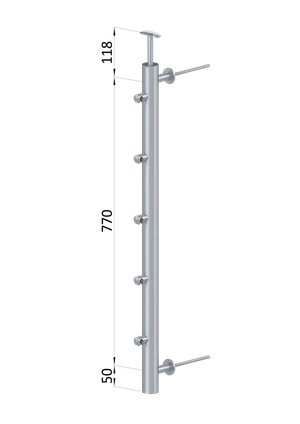 Nerezový stĺp, fr. balkón, bočné kotvenie, 5-radový, pravý - slide 1