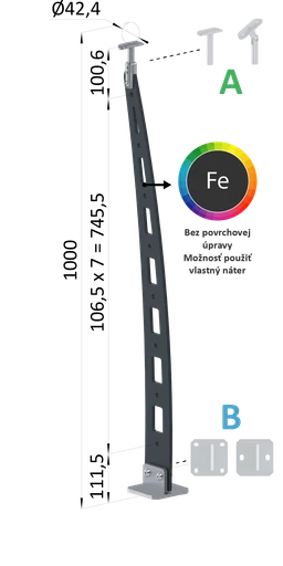 Kombinovaný Fe vypalovaný sloup, vrchní kotvení, 8-děrový