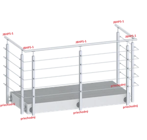 Nerezový stĺp, bočné kotvenie, 5-radový priechodný, vonkajší - slide 1