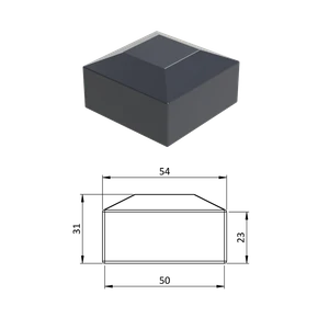 Vnější krytka 50 x 50 mm, plastová PE, antracit - slide 0