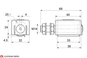 Nylonový vodiaci valček ø 25 x 30 mm, M14 pre horné vedenie - slide 1
