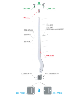 Nerezový vypaľovaný stĺp, bočné kotvenie, 8-dierový - slide 1