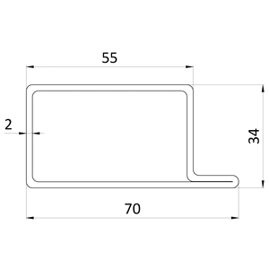 Uzavřený profil L 70 x 34 x 55 x 2 x 3000 mm, černý S235 - slide 1