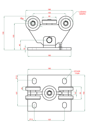 Vozík PICCOLO KLASIK do 300 kg, profil 67 × 67 / 69 × 69 mm - slide 2