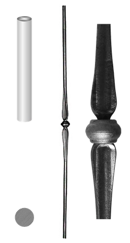 Tyč kovaná L = 900 mm, profil ø 12 mm