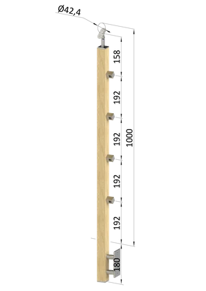 Dřevěný sloup, boční kotvení, 4řadový, průchozí, vnitřní - slide 0