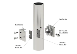 Svorka skla/plechu na trubku ø 42,4 mm, brúsená AISI 304 - slide 4