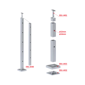 Nerezový stĺp, vrchné kotvenie, 5-dierový priechodný - slide 2