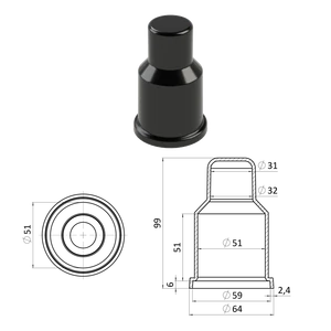 Krytka plastová na matice a šrouby M30, prodloužená, černá - slide 0