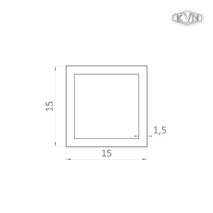 Jekl 15x15x1.5mm, L-6000mm, hliník bez povrchové úpravy - slide 1