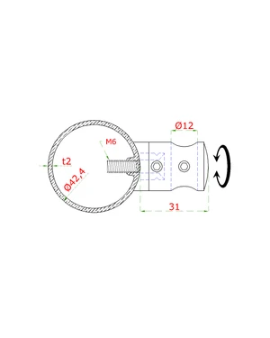 Nerezový stĺp, fr. balkón, bočné kotvenie, 5-rad priechodný - slide 2