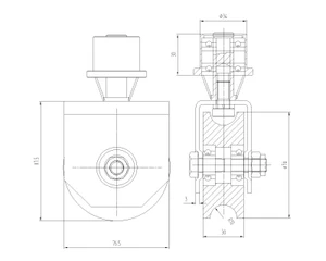 Otočné vodiace koliesko U profil ø 78 mm - slide 1
