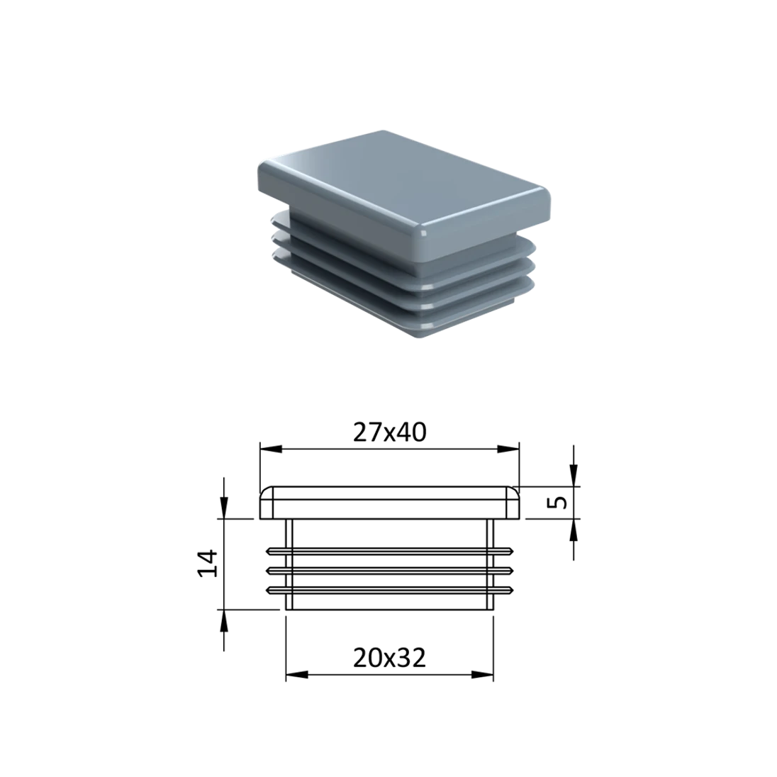 Krytka plastová 27 x 40 mm