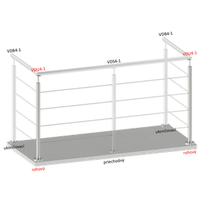 Nerezový stĺp, vrchné kotvenie, 4-dierový, rohový: 90° - slide 1