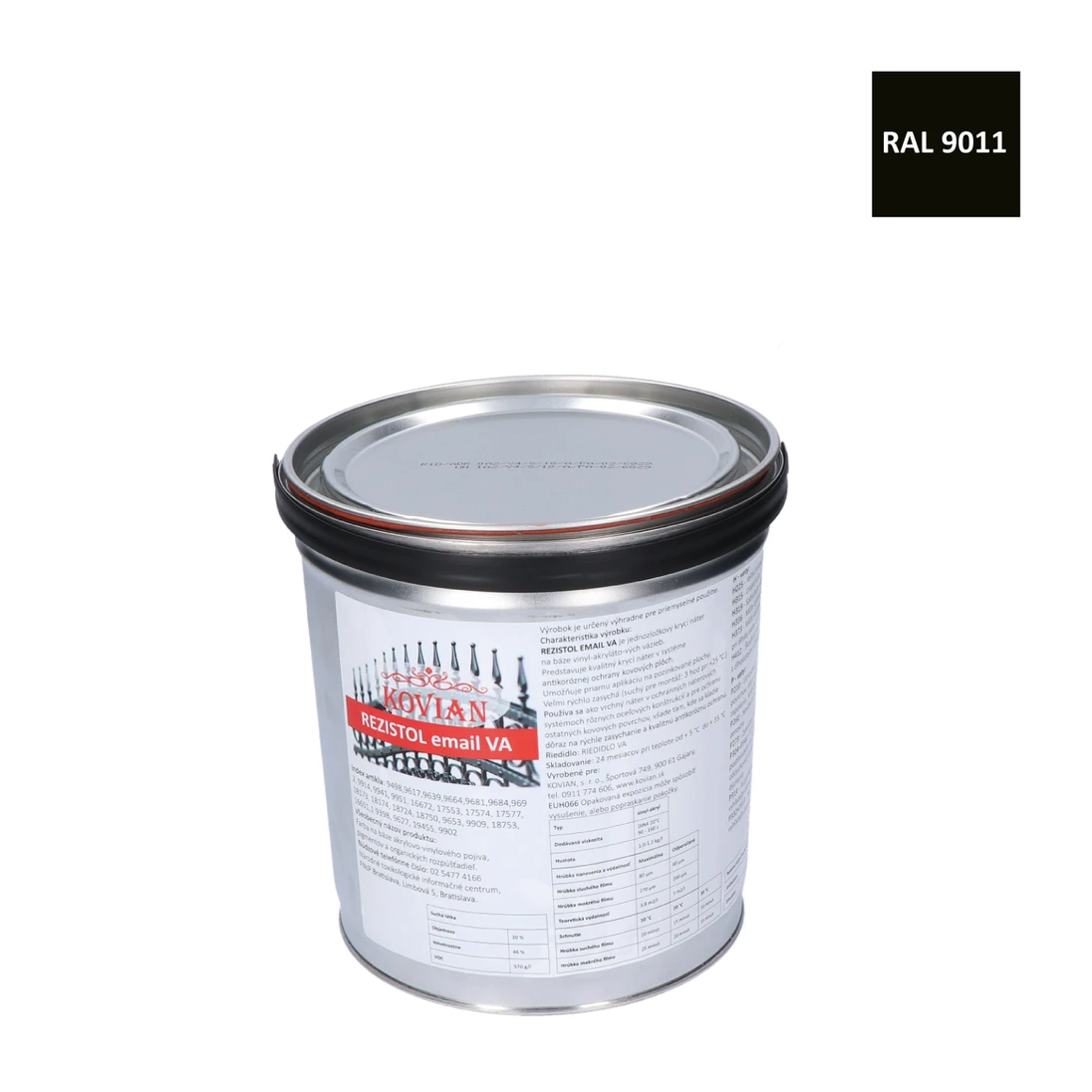 REZISTOL EMAIL farba na zinok čierna RAL 9011-matná, 3 kg
