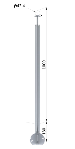 Nerezový stĺp, bočné kotvenie rohové, bez výplne, rohový:90°