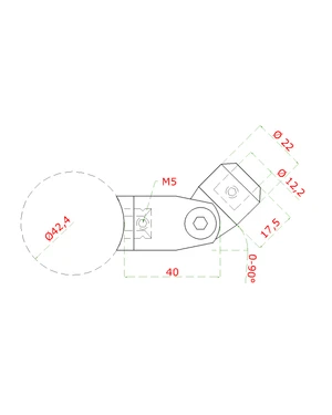 Držiak tyče ø 12 mm s kĺbom na trubku ø 42,4 mm, AISI 304 - slide 1