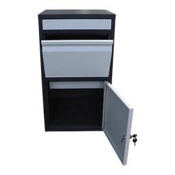 Box na balíky s přepadovou lištou, barva: černo/bílá