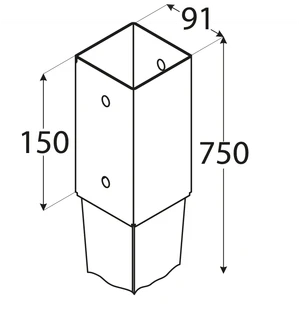 Zemný vrut, nabíjacia pätka, 91 x 150 mm, žiarový pozink - slide 1