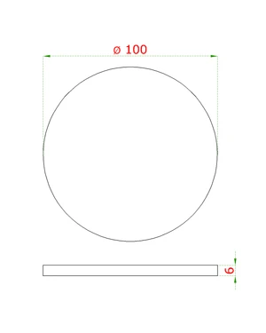 Ukončení ø 100 x 6 mm, broušená nerez AISI 304 - slide 1