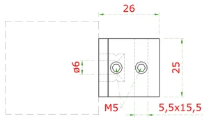 Držák tyče 15 x 5 mm, plochý, broušená nerez AISI 304 - slide 3