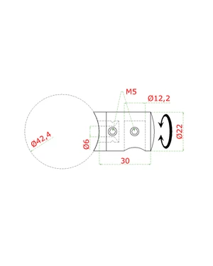 Držiak tyče ø 12 mm (P) na trubku ø 42,4 mm, AISI 304 - slide 1