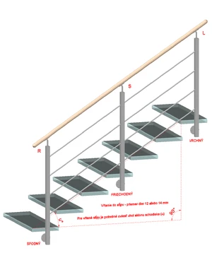 Nerezový sloup, boční kotvení, 4děrový průchozí - slide 3
