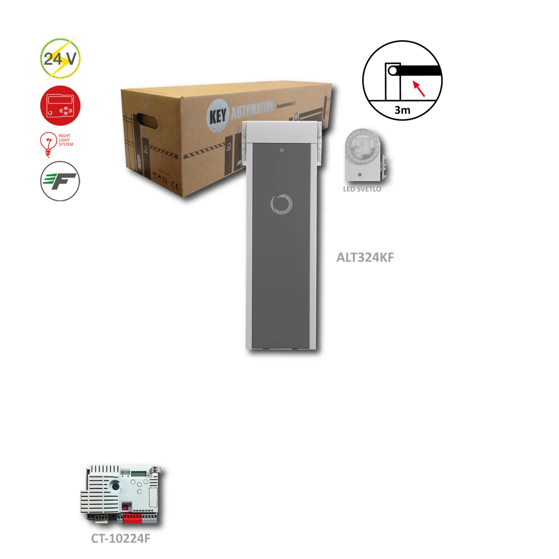 900ALT324KF FAST LINE rýchla závora do 3 m, zabudovaný maják