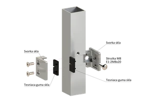 Svorka skla/plechu na jokel 40 x 40 mm, brúsená AISI 316 - slide 4