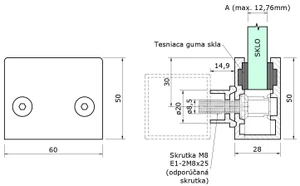 Svorka koncová na jekl, sklo 8 - 12,76 mm, broušená AISI 304 - slide 2