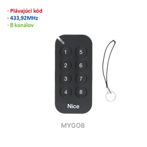 Vysielač 8-kanálový, 433 MHz, plávajúci kód, čierny - slide 1