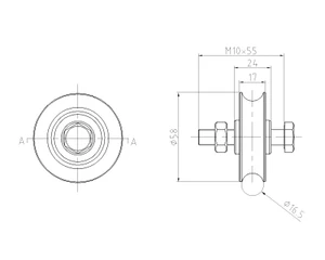 Vodící kolečko ø 60mm jednoložiskové, pro profil C902/16 - slide 1