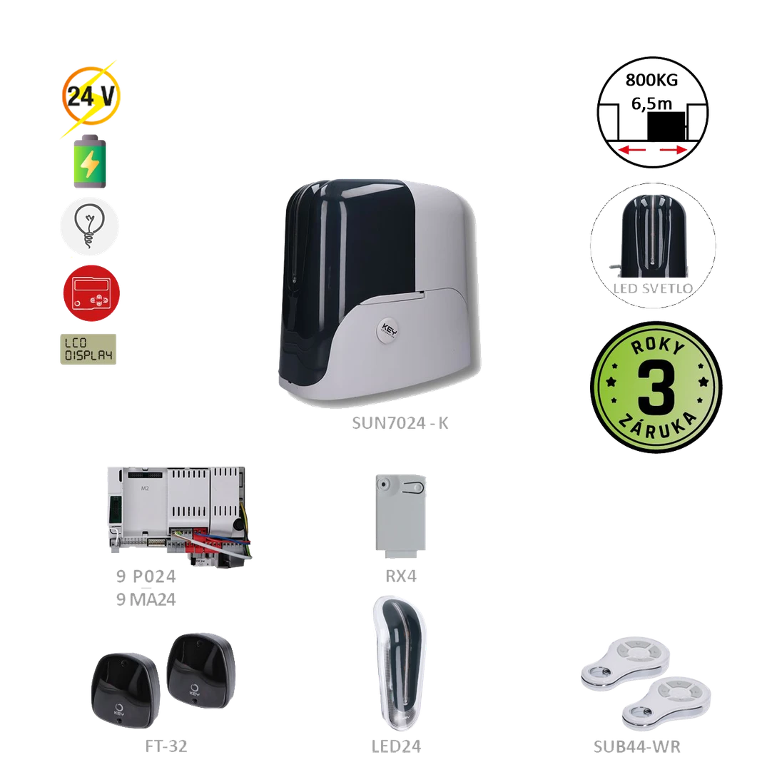 900KSUN7024ES SUNKIT80 pre posuvnú bránu do 6,5 m/800 kg