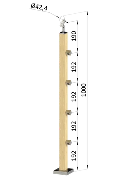 Dřevěný sloup, vrchní kotvení, 4řadový, průchozí