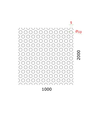 Dierovaný plech Zn t = 1 mm, otvor ø 10 mm, rozteč 15 mm - slide 1