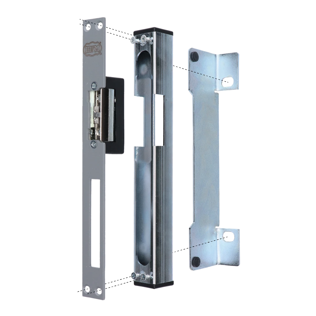 Set - dorazová kazeta pravá/levá EZK310 (260x30x30 mm) + elektrický zámek EZ332 s lištou