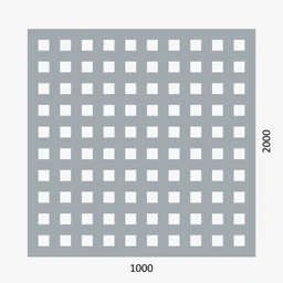 Děrovaný plech Zn t = 1,5 mm, otvor 10 x 10 mm rozteč 10 mm