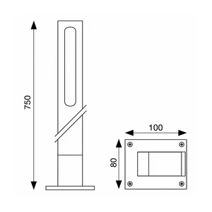 Venkovní LED osvětlení STIK M, barva RAL7016, H-750mm - slide 1