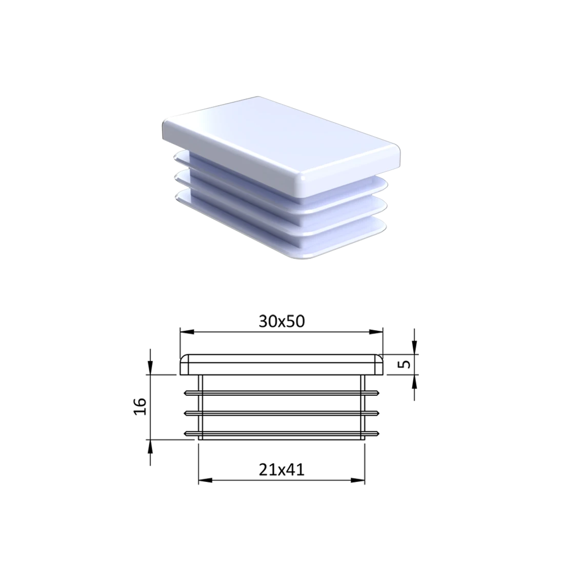 Krytka plastová 30 x 50 mm