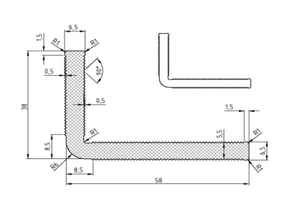 Hliníkový roh pre spájanie profilov 38 x 58 mm - slide 1