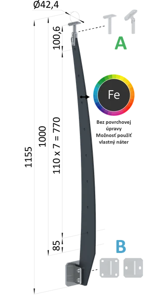 Kombinovaný Fe vypaľovaný stĺp, bočné kotvenie, 8-dierový - slide 0