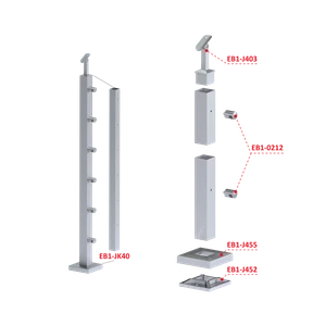 Nerezový sloup, vrchní kotvení, 6řadový průchozí - slide 2