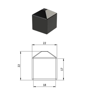 Vonkajšia krytka 18 x 18 mm, plastová PE, čierna - slide 0