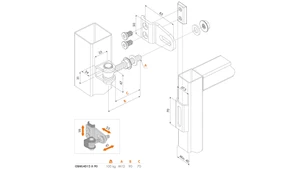 LOCINOX® GBMU4D12 Navařovací pant M12, otevíratelný 180°,  nastavitelný 3D, pozink - slide 1