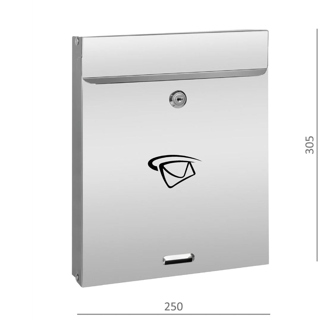 Poštovní schránka (305x250x60 mm), vhoz (20x240 mm) max. formát listu: A4, leštěná nerez /AISI304