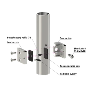 Svorka skla/plechu na trubku ø 42,4 mm, so spodnou podložkou - slide 3