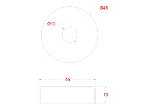 Kryt ø 45 mm na trubku ø 12 mm, leštěná nerez AISI 304 - slide 2
