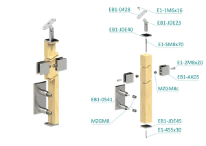 Drevený stĺp, bočné kotvenie, výplň: sklo, priechodný - slide 1